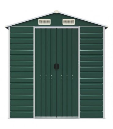 vidaXL Garden Shed Green 191x300x198 cm Galvanised Steel — Size: 191 x 300 x 198 cm