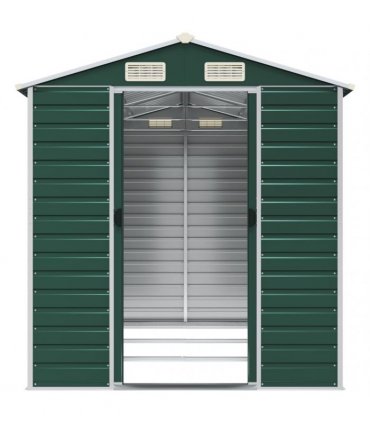 vidaXL Garden Shed Green 191x300x198 cm Galvanised Steel — Size: 191 x 300 x 198 cm