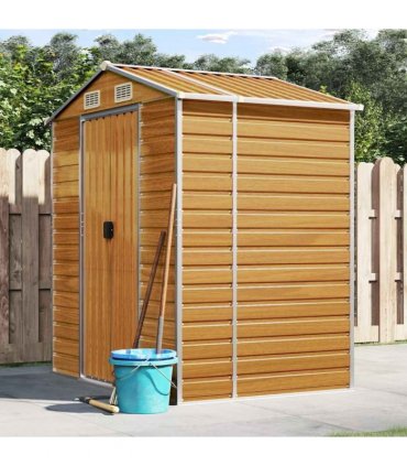 vidaXL Garden Shed | Light brown | Galvanised steel | Large | Garden Shed — Size: 191 x 130 x 198 cm