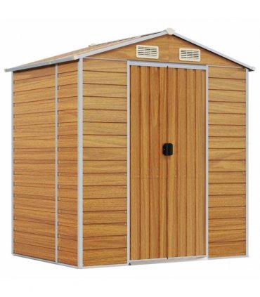vidaXL Garden Shed | Light brown | Galvanised steel | Large | Garden Shed — Size: 191 x 130 x 198 cm