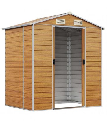 vidaXL Garden Shed | Light brown | Galvanised steel | Large | Garden Shed — Size: 191 x 130 x 198 cm