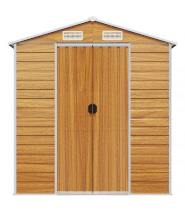 vidaXL Garden Shed | Light brown | Galvanised steel | Large | Garden Shed — Size: 191 x 130 x 198 cm