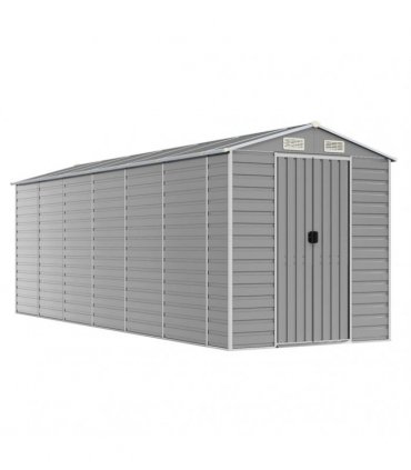vidaXL Garden Shed Light Grey 191x555x198 cm Galvanised Steel — Size: 191 x 555 x 198 cm