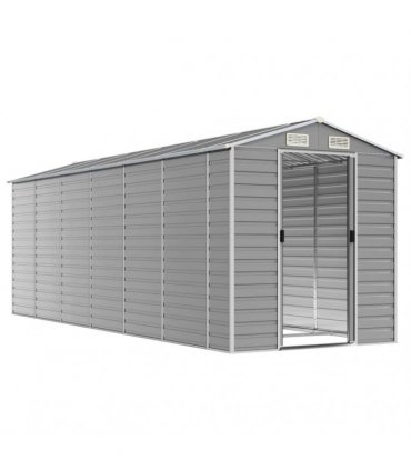 vidaXL Garden Shed Light Grey 191x555x198 cm Galvanised Steel — Size: 191 x 555 x 198 cm