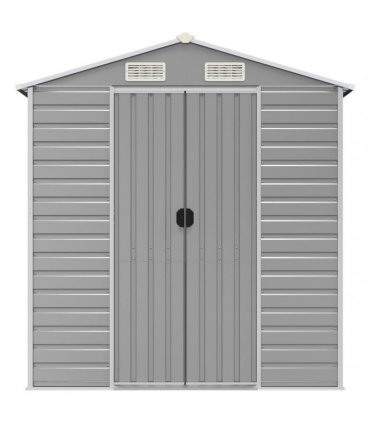 vidaXL Garden Shed Light Grey 191x555x198 cm Galvanised Steel — Size: 191 x 555 x 198 cm