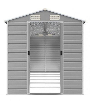 vidaXL Garden Shed Light Grey 191x555x198 cm Galvanised Steel — Size: 191 x 555 x 198 cm