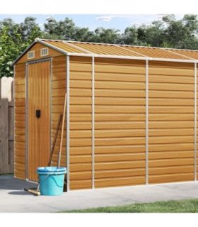 vidaXL Garden Shed Light Brown 191x895x198 cm Galvanised Steel — Size: 191 x 895 x 198 cm