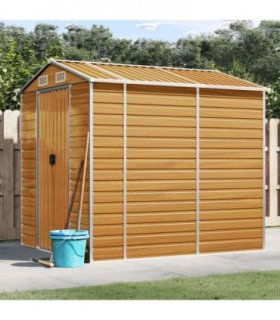 vidaXL Garden Shed Light Brown 191x215x198 cm Galvanised Steel — Size: 191 x 215 x 198 cm