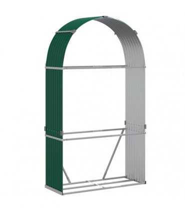 vidaXL Log Holder Green 120x45x210 cm Galvanised Steel — Size: 120 x 45 x 210 cm