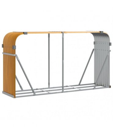 vidaXL Log Holder Wood Look 180x45x100 cm Galvanised Steel — Size: 180 x 45 x 100 cm