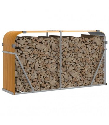 vidaXL Log Holder Wood Look 180x45x100 cm Galvanised Steel — Size: 180 x 45 x 100 cm