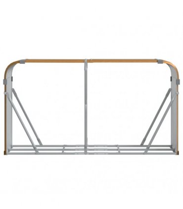 vidaXL Log Holder Wood Look 180x45x100 cm Galvanised Steel — Size: 180 x 45 x 100 cm