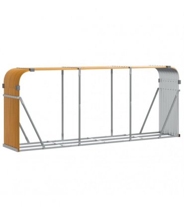 vidaXL Log Holder Wood Look 234x45x100 cm Galvanised Steel — Size: 234 x 45 x 100 cm