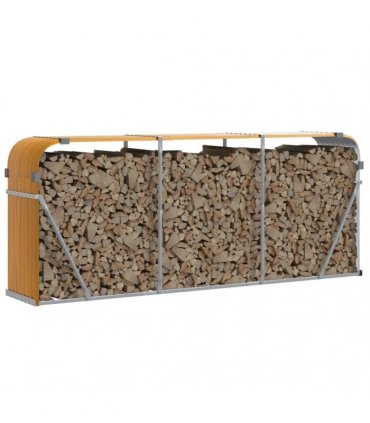 vidaXL Log Holder Wood Look 234x45x100 cm Galvanised Steel — Size: 234 x 45 x 100 cm