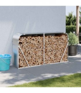 vidaXL Log Holder Silver 180x45x100 cm Galvanised Steel — Size: 180 x 45 x 100 cm