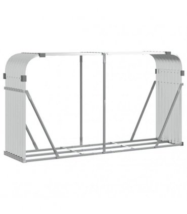 vidaXL Log Holder Silver 180x45x100 cm Galvanised Steel — Size: 180 x 45 x 100 cm