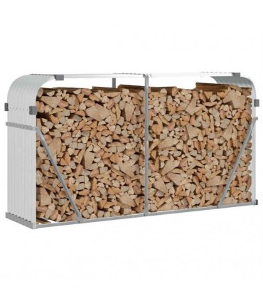 vidaXL Log Holder Silver 180x45x100 cm Galvanised Steel — Size: 180 x 45 x 100 cm
