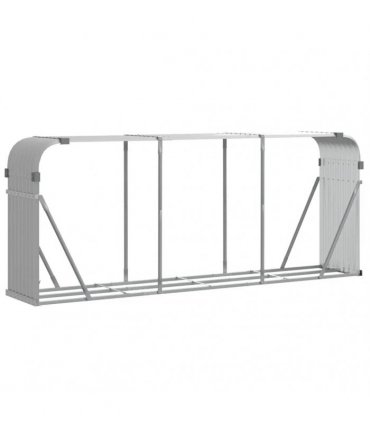 vidaXL Log Holder Light Grey 234x45x100 cm Galvanised Steel — Size: 234 x 45 x 100 cm