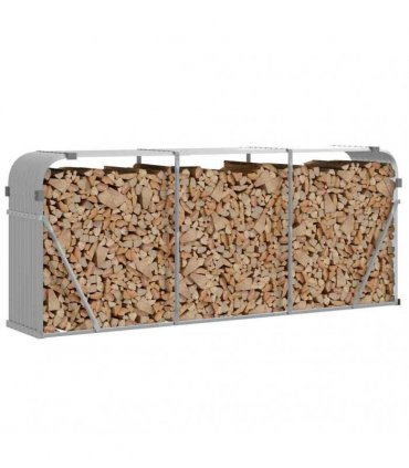vidaXL Log Holder Light Grey 234x45x100 cm Galvanised Steel — Size: 234 x 45 x 100 cm