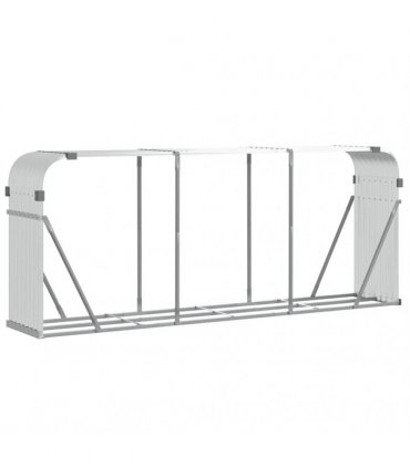 vidaXL Log Holder Silver 234x45x100 cm Galvanised Steel — Size: 234 x 45 x 100 cm