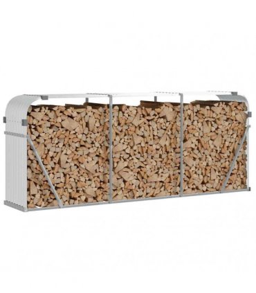 vidaXL Log Holder Silver 234x45x100 cm Galvanised Steel — Size: 234 x 45 x 100 cm