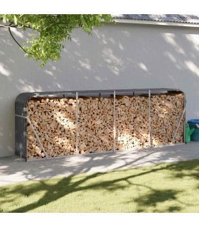 vidaXL Log Holder Anthracite 300x45x100 cm Galvanised Steel — Size: 300 x 45 x 100 cm