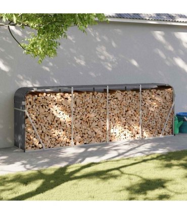 vidaXL Log Holder Anthracite 300x45x100 cm Galvanised Steel — Size: 300 x 45 x 100 cm