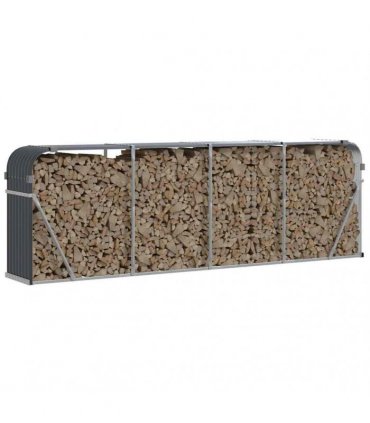vidaXL Log Holder Anthracite 300x45x100 cm Galvanised Steel — Size: 300 x 45 x 100 cm