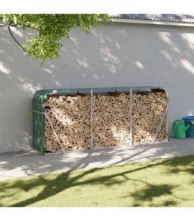 vidaXL Log Holder Green 234x45x100 cm Galvanised Steel — Size: 234 x 45 x 100 cm