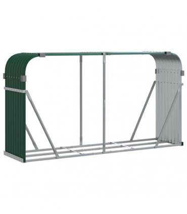vidaXL Log Holder Green 234x45x100 cm Galvanised Steel — Size: 234 x 45 x 100 cm