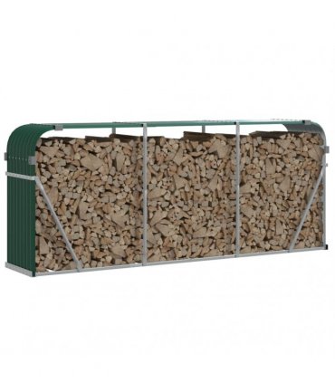 vidaXL Log Holder Green 234x45x100 cm Galvanised Steel — Size: 234 x 45 x 100 cm
