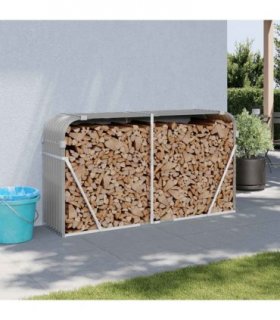 vidaXL Log Holder Light Grey 180x45x100 cm Galvanised Steel — Size: 180 x 45 x 100 cm