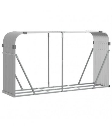 vidaXL Log Holder Light Grey 180x45x100 cm Galvanised Steel — Size: 180 x 45 x 100 cm