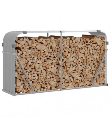 vidaXL Log Holder Light Grey 180x45x100 cm Galvanised Steel — Size: 180 x 45 x 100 cm