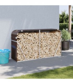 vidaXL Log Holder Brown 180x45x100 cm Galvanised Steel — Size: 180 x 45 x 100 cm