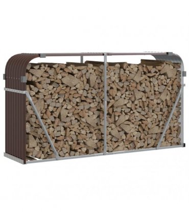 vidaXL Log Holder Brown 180x45x100 cm Galvanised Steel — Size: 180 x 45 x 100 cm