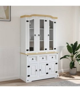 vidaXL Highboard Corona White 112x43x196 cm Solid Wood Mexican Pine