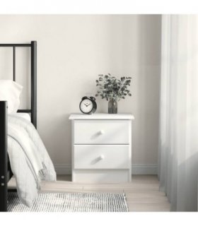 vidaXL Bedside Cabinet ALTA White 41x35x41 cm Solid Wood Pine — Model: 2 drawers