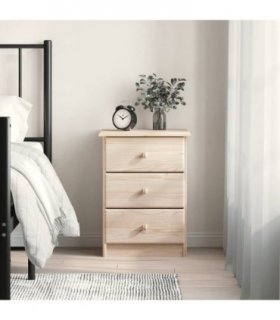 vidaXL Bedside Cabinet ALTA 41x35x55.5 Solid Wood Pine — Colour: natural, Model: 3 drawers
