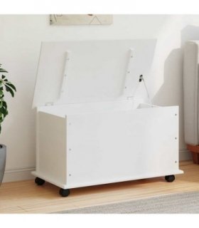 vidaXL Storage Chest with Wheels ALTA White 73x39.5x43 cm Solid Wood Pine