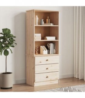 vidaXL Bookcase with Drawers ALTA 60x35x142 cm Solid Wood Pine — Colour: natural