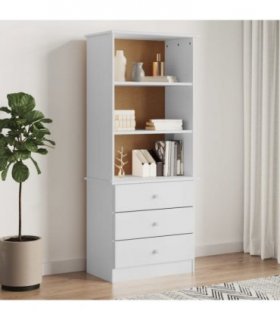 vidaXL Bookcase with Drawers ALTA White 60x35x142 cm Solid Wood Pine
