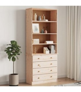 vidaXL Bookcase with Drawers ALTA 77x35x186.5 cm Solid Wood Pine — Colour: natural