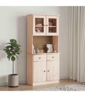 vidaXL Highboard ALTA 77x35x165 cm Solid Wood Pine — Colour: natural