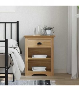 vidaXL Bedside Cabinet with Drawer BODO Honey Brown 53 x 38.5 x 67 cm