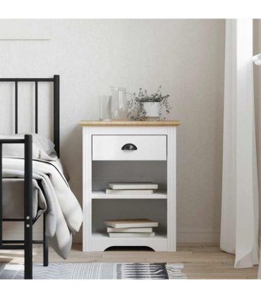 vidaXL Bedside Cabinet BODO Brown 53x38.5x66 cm Solid Wood Pine