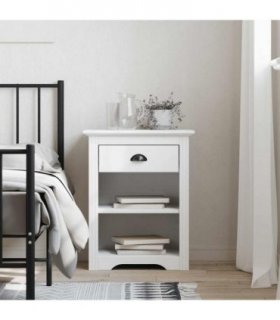 vidaXL Bedside Cabinet BODO White 53x38.5x66 cm Solid Wood Pine