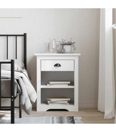 vidaXL Bedside Cabinet BODO White 53x38.5x66 cm Solid Wood Pine