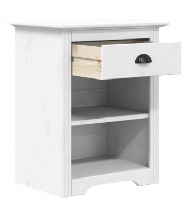 vidaXL Bedside Cabinet BODO White 53x38.5x66 cm Solid Wood Pine