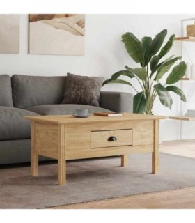 vidaXL Coffee Table with Drawer BODO Honey Brown 100 x 55 x 45.8 cm